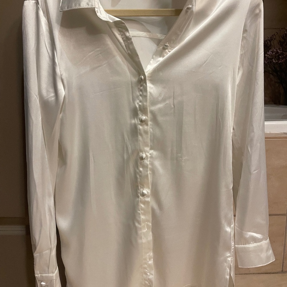 Princess Polly White Silky Button Down Dress